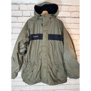 Men's Columbia Omnitech Parka Coat Hooded VINTAGE 90’s Ski Green Black size XL